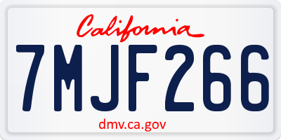 CA license plate 7MJF266