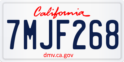 CA license plate 7MJF268