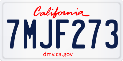 CA license plate 7MJF273