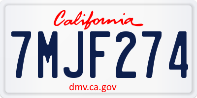 CA license plate 7MJF274