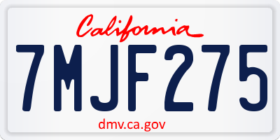 CA license plate 7MJF275