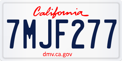 CA license plate 7MJF277