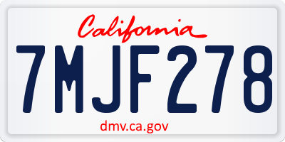CA license plate 7MJF278