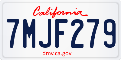 CA license plate 7MJF279