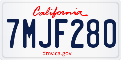 CA license plate 7MJF280