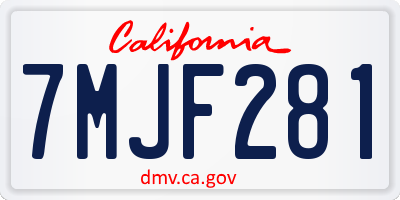 CA license plate 7MJF281