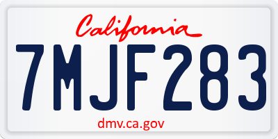 CA license plate 7MJF283