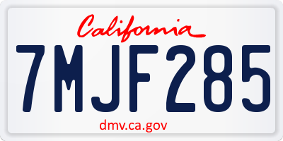 CA license plate 7MJF285
