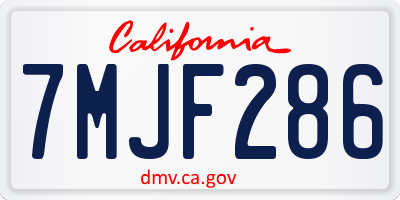 CA license plate 7MJF286