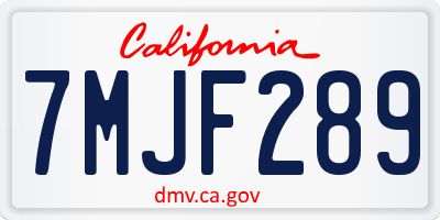 CA license plate 7MJF289