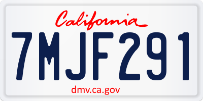 CA license plate 7MJF291