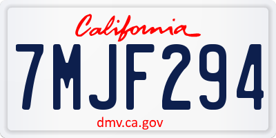 CA license plate 7MJF294