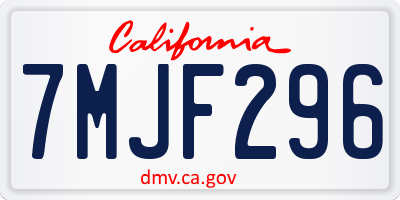 CA license plate 7MJF296
