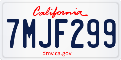 CA license plate 7MJF299