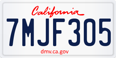 CA license plate 7MJF305