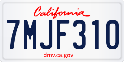 CA license plate 7MJF310