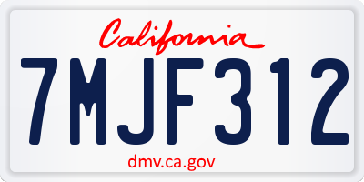CA license plate 7MJF312