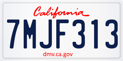 CA license plate 7MJF313
