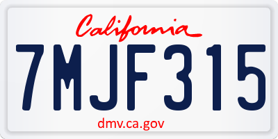 CA license plate 7MJF315