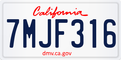 CA license plate 7MJF316