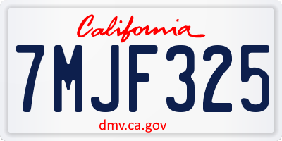 CA license plate 7MJF325