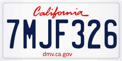 CA license plate 7MJF326