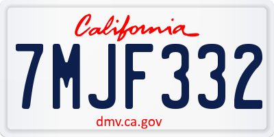 CA license plate 7MJF332