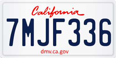 CA license plate 7MJF336
