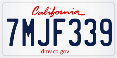 CA license plate 7MJF339
