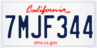 CA license plate 7MJF344