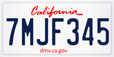 CA license plate 7MJF345