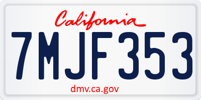 CA license plate 7MJF353