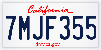 CA license plate 7MJF355