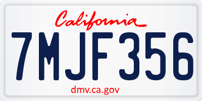 CA license plate 7MJF356