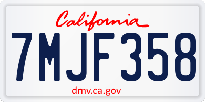 CA license plate 7MJF358