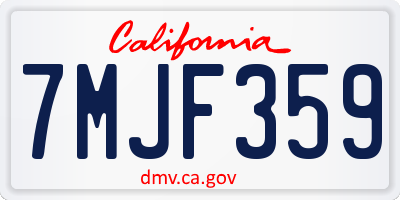 CA license plate 7MJF359