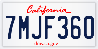 CA license plate 7MJF360