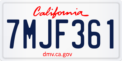 CA license plate 7MJF361