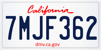 CA license plate 7MJF362