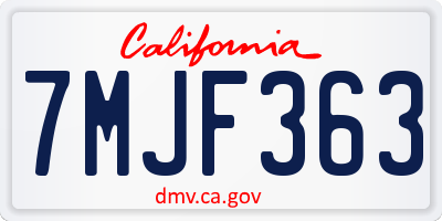CA license plate 7MJF363