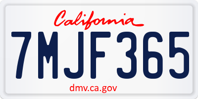 CA license plate 7MJF365