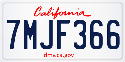 CA license plate 7MJF366