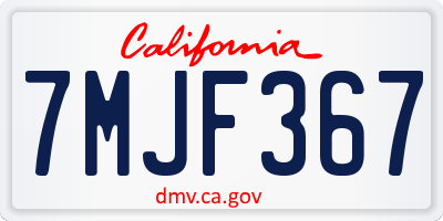 CA license plate 7MJF367