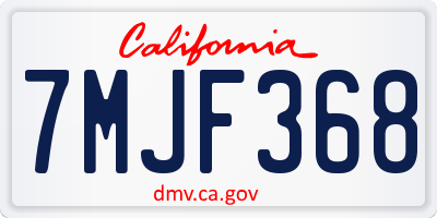 CA license plate 7MJF368