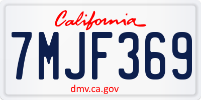 CA license plate 7MJF369