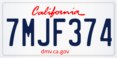 CA license plate 7MJF374