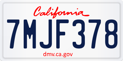 CA license plate 7MJF378
