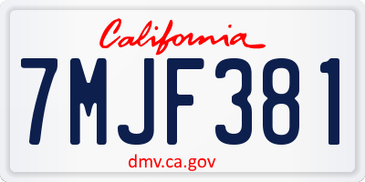 CA license plate 7MJF381
