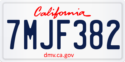 CA license plate 7MJF382