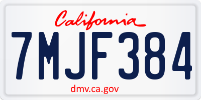 CA license plate 7MJF384